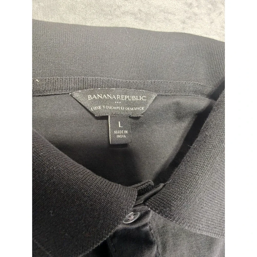 Banana Republic Luxe Touch Performance Polo Shirt Mens Large Black Stretch Golf